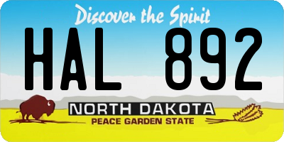 ND license plate HAL892