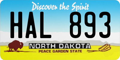 ND license plate HAL893