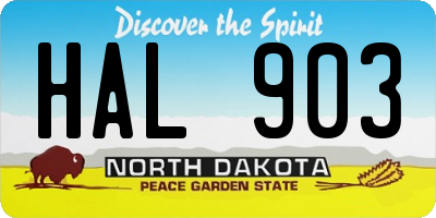 ND license plate HAL903