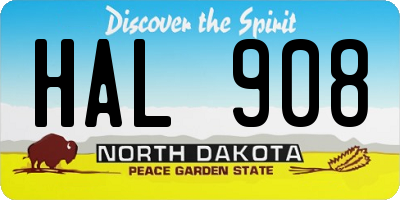 ND license plate HAL908