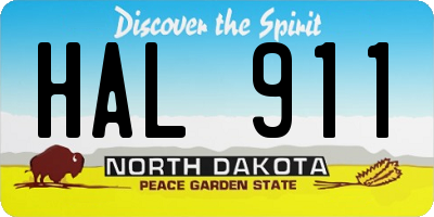 ND license plate HAL911