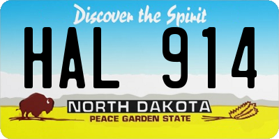 ND license plate HAL914