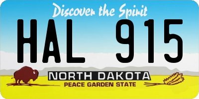 ND license plate HAL915