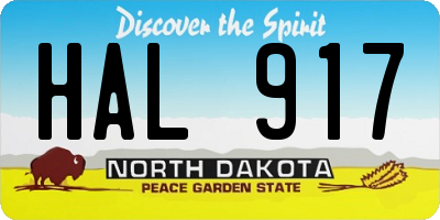 ND license plate HAL917