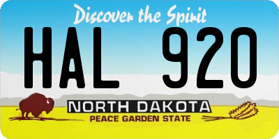 ND license plate HAL920