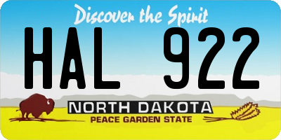 ND license plate HAL922