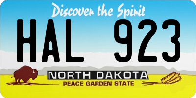 ND license plate HAL923