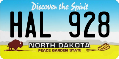 ND license plate HAL928