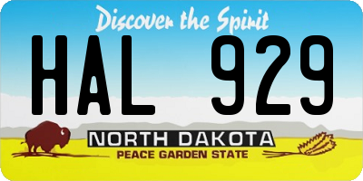 ND license plate HAL929