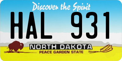 ND license plate HAL931