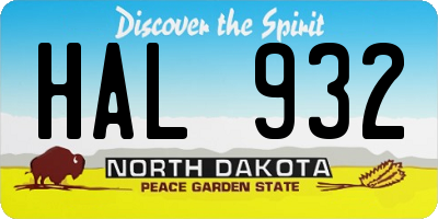 ND license plate HAL932