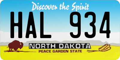 ND license plate HAL934