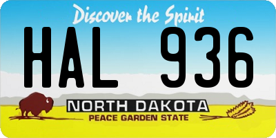 ND license plate HAL936