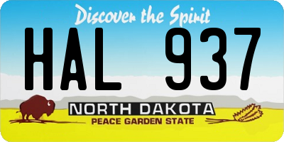 ND license plate HAL937