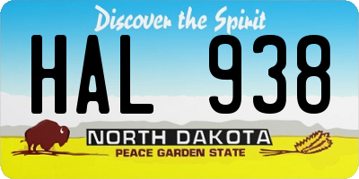 ND license plate HAL938