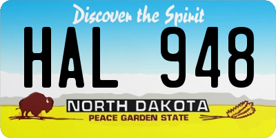 ND license plate HAL948