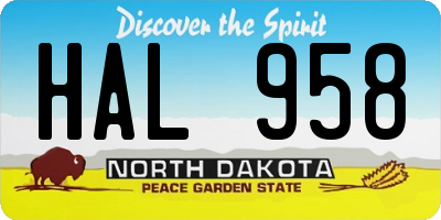 ND license plate HAL958