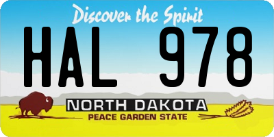 ND license plate HAL978