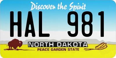 ND license plate HAL981