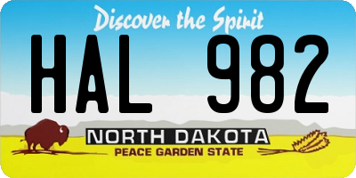 ND license plate HAL982