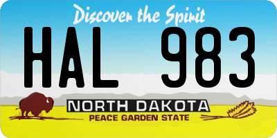 ND license plate HAL983