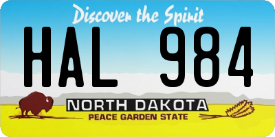 ND license plate HAL984