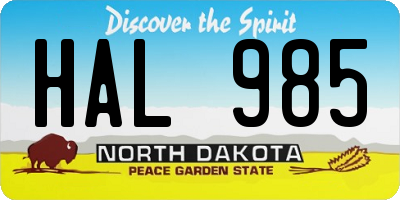 ND license plate HAL985