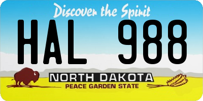 ND license plate HAL988