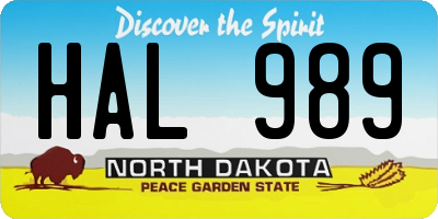 ND license plate HAL989