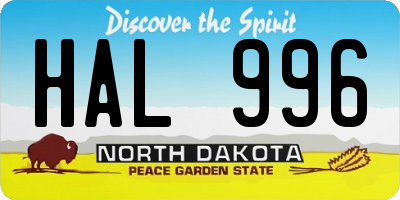 ND license plate HAL996