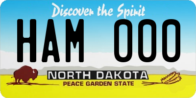 ND license plate HAM000