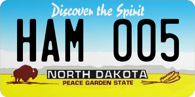 ND license plate HAM005