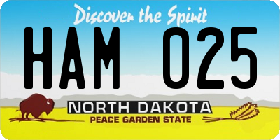 ND license plate HAM025