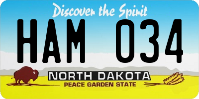 ND license plate HAM034
