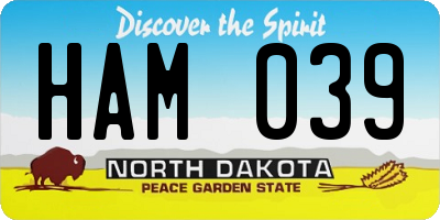 ND license plate HAM039