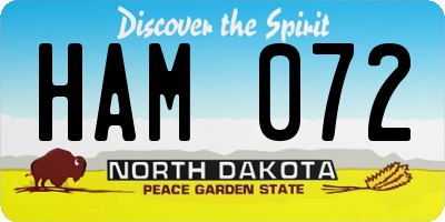 ND license plate HAM072