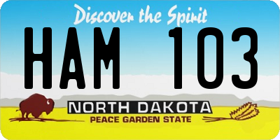 ND license plate HAM103