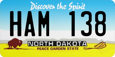 ND license plate HAM138