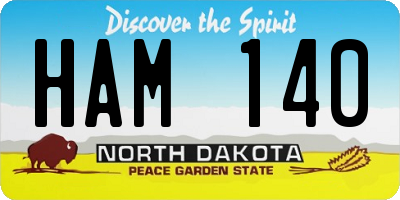 ND license plate HAM140