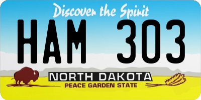 ND license plate HAM303
