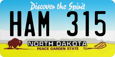 ND license plate HAM315