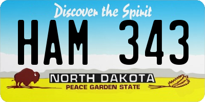 ND license plate HAM343