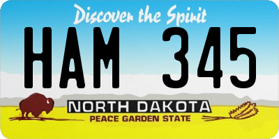 ND license plate HAM345