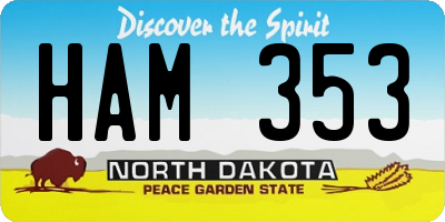 ND license plate HAM353