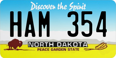 ND license plate HAM354