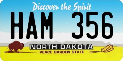 ND license plate HAM356