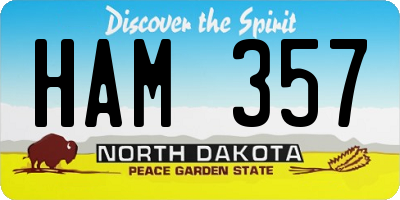 ND license plate HAM357