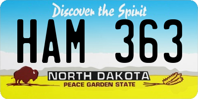 ND license plate HAM363