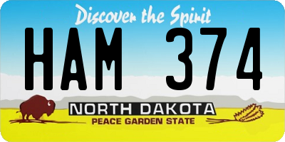 ND license plate HAM374