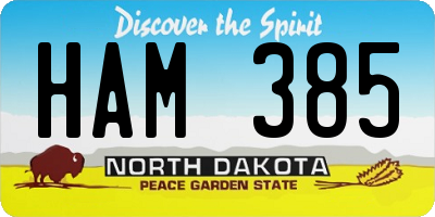 ND license plate HAM385